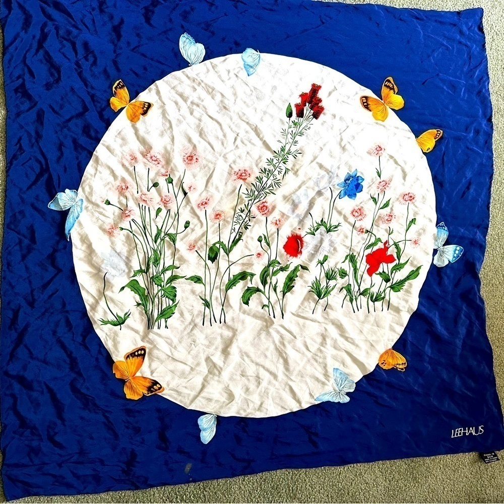 Blue Floral Scarf
